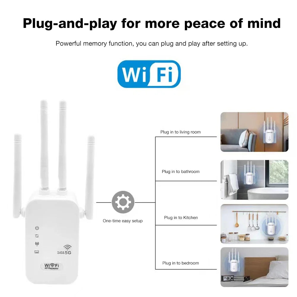 Ripetitore WiFi Dual-Band 2.4G 5G, amplificatore di segnale WiFi, extender WiFi 802.11bgn, router Gigabit con WPS, spina EU/US, amplificatore WiFi