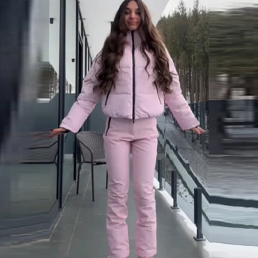 Lady Elegant Younger Thick Skiwear Clothes 2026 Stylish Cute Shaping 2 Piece Set Women's High End Street Sport Cotton Jumpsuit