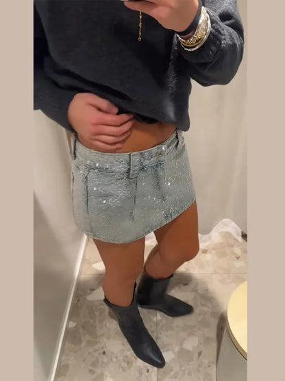 Star Women's Denim Wide-leg Pants Loose High-waist Buttons Glistening Long Trousers 2026 New Ladies Early Spring Solid Pant