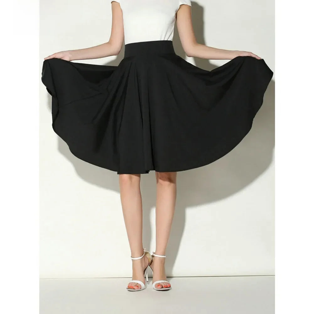 2018 Summer High-waisted Vintage Casual Mid-length Skirt Bohemian Style Ice-skating Dress For Women
