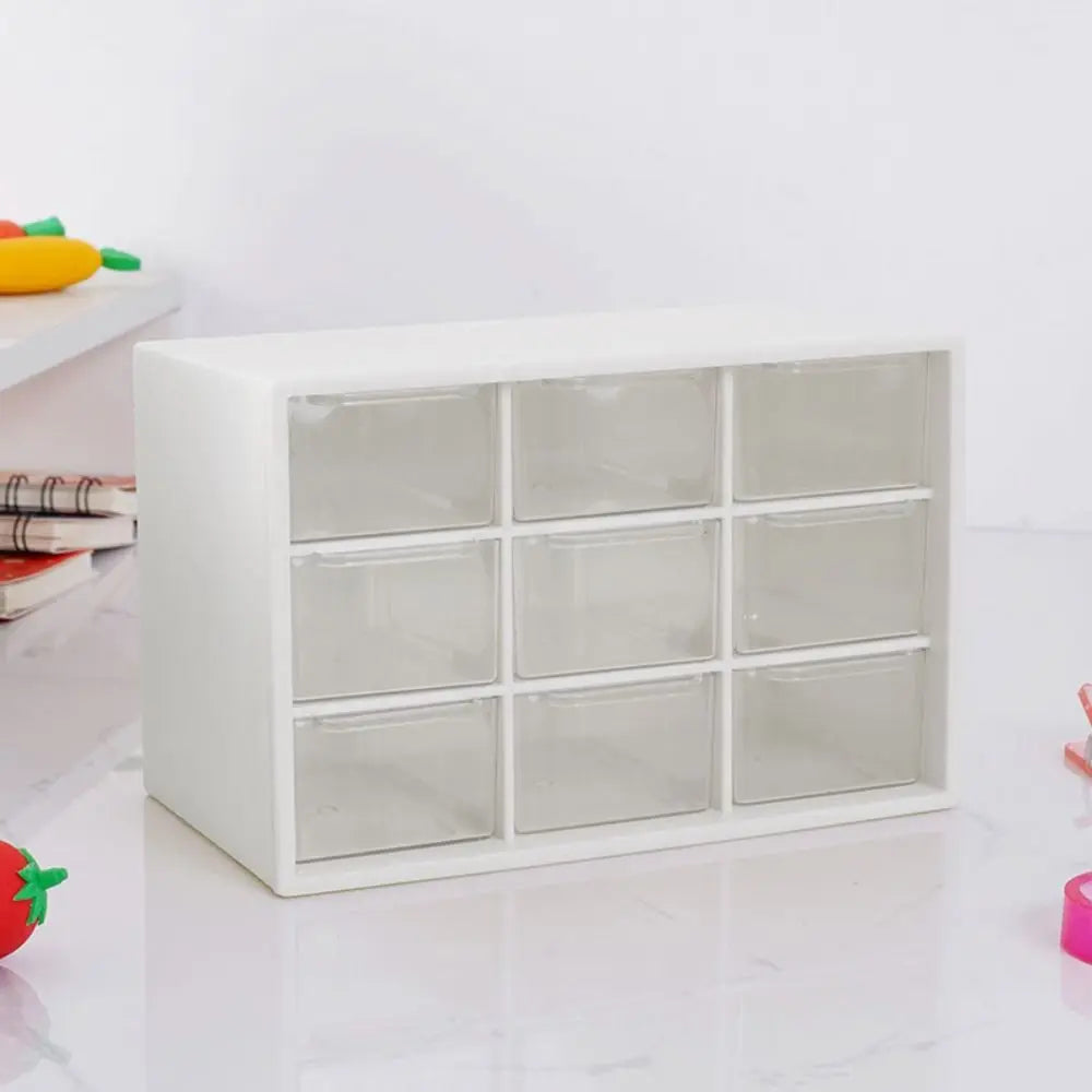 New Transparent 9 Grid Storage Boxes Small Drawer Wall-mounted 9 Grid Organizer Drawers Boxes Small Drawer Partitioned Desktop