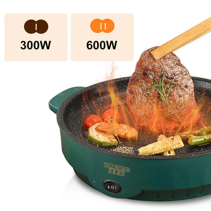 Padella elettrica multicooker 220V per uso domestico, barbecue, frittura di pesce, bistecca, padella antiaderente, macchina per cucinare