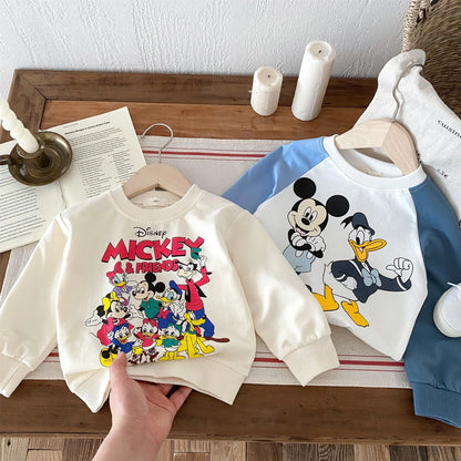 Nuovo set felpa autunno 2024 per bambini, tuta sportiva casual ampia e alla moda con maglia a maniche lunghe e pantaloni, 2 pezzi/set, abbigliamento Disney per bambini