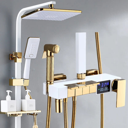 Piano Digital Display Thermostatic Bathroom Shower Set Hot Cold Brass Bathroom Faucets Accessories Digital Piano Shower System