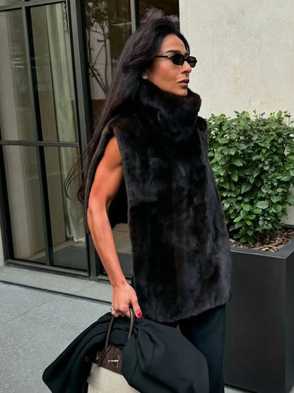 2025 Chic Plush Patchwork Coat Women Vintage Stand Collar Zipper Short Jackets Coats Female Winter Casual Street Outerwear