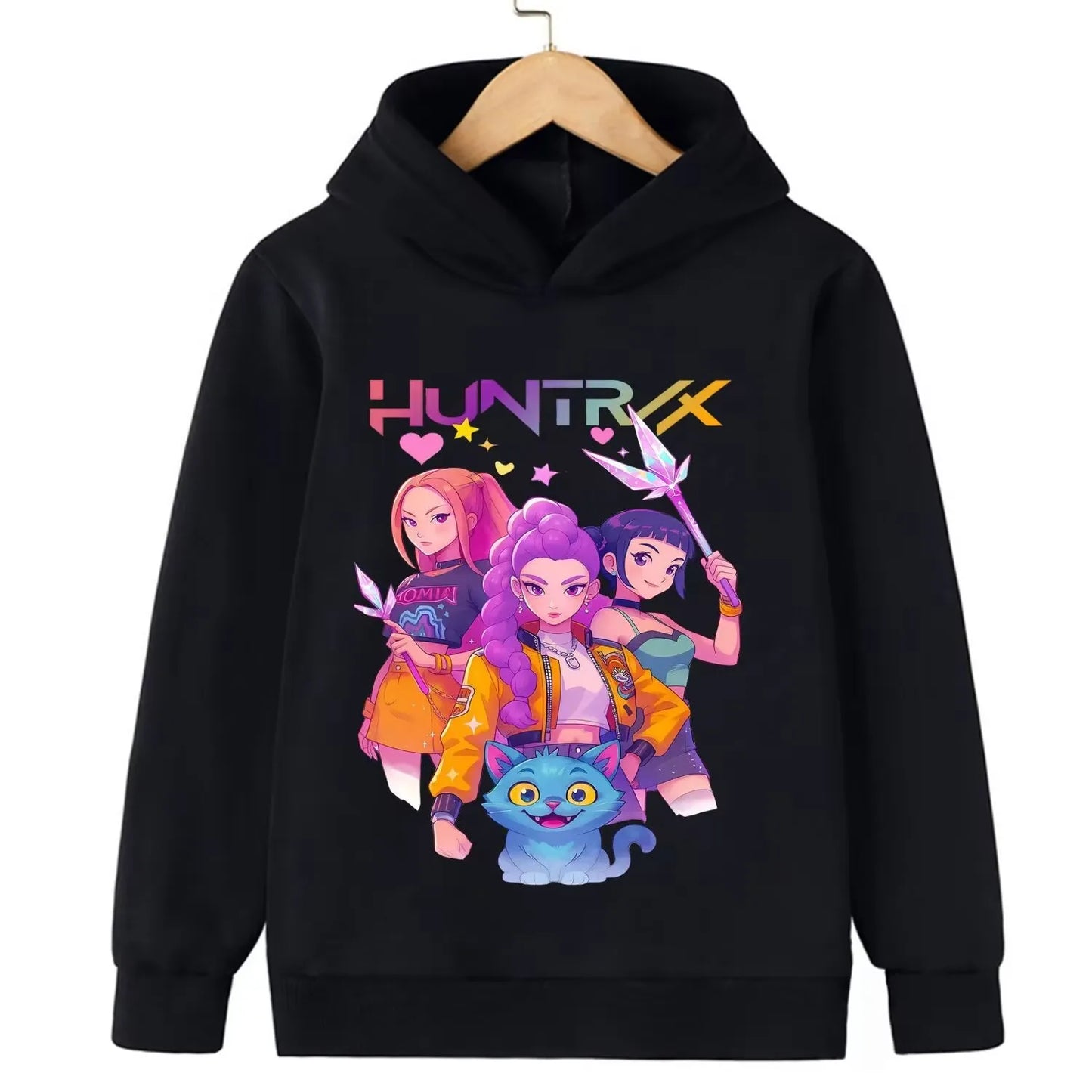 Felpa con cappuccio Kpop cacciatore di streghe per bambini, ragazze, ragazzi, primavera-autunno, giacca dojo originale street, autunno-inverno