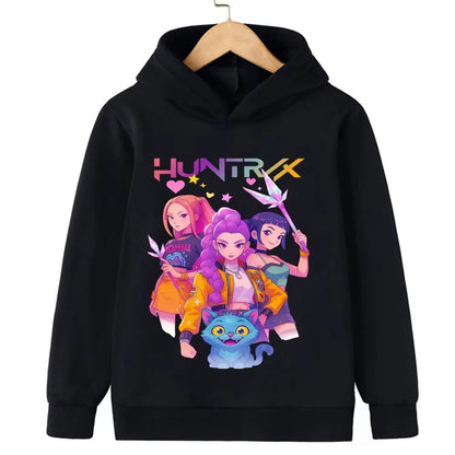 Felpa con cappuccio Kpop cacciatore di streghe per bambini, ragazze, ragazzi, primavera-autunno, giacca dojo originale street, autunno-inverno