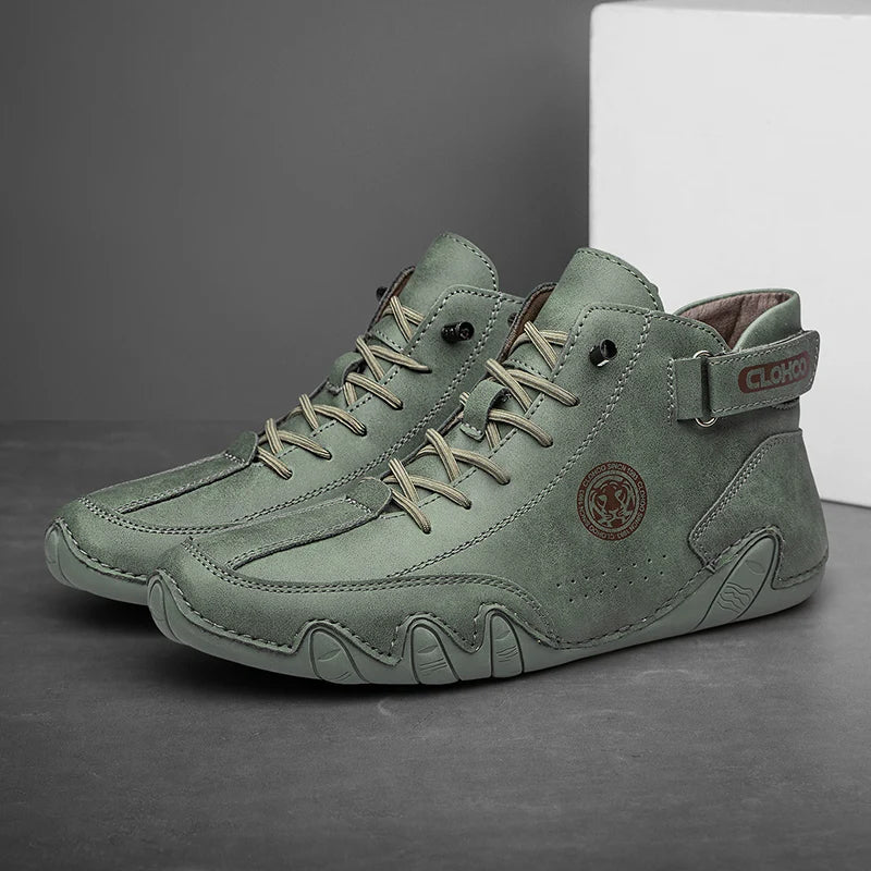 CLOHOO Scarpe da ginnastica da uomo in pelle PU con lacci, nere, casual, da passeggio, leggere, comode e traspiranti, marroni, da uomo
