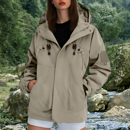 Women Waterproof Softshell Jacket Hiking Camping Climbing Trekking Hooded Jacket Windbreaker Women Casual Sporty Rain Coat Veste