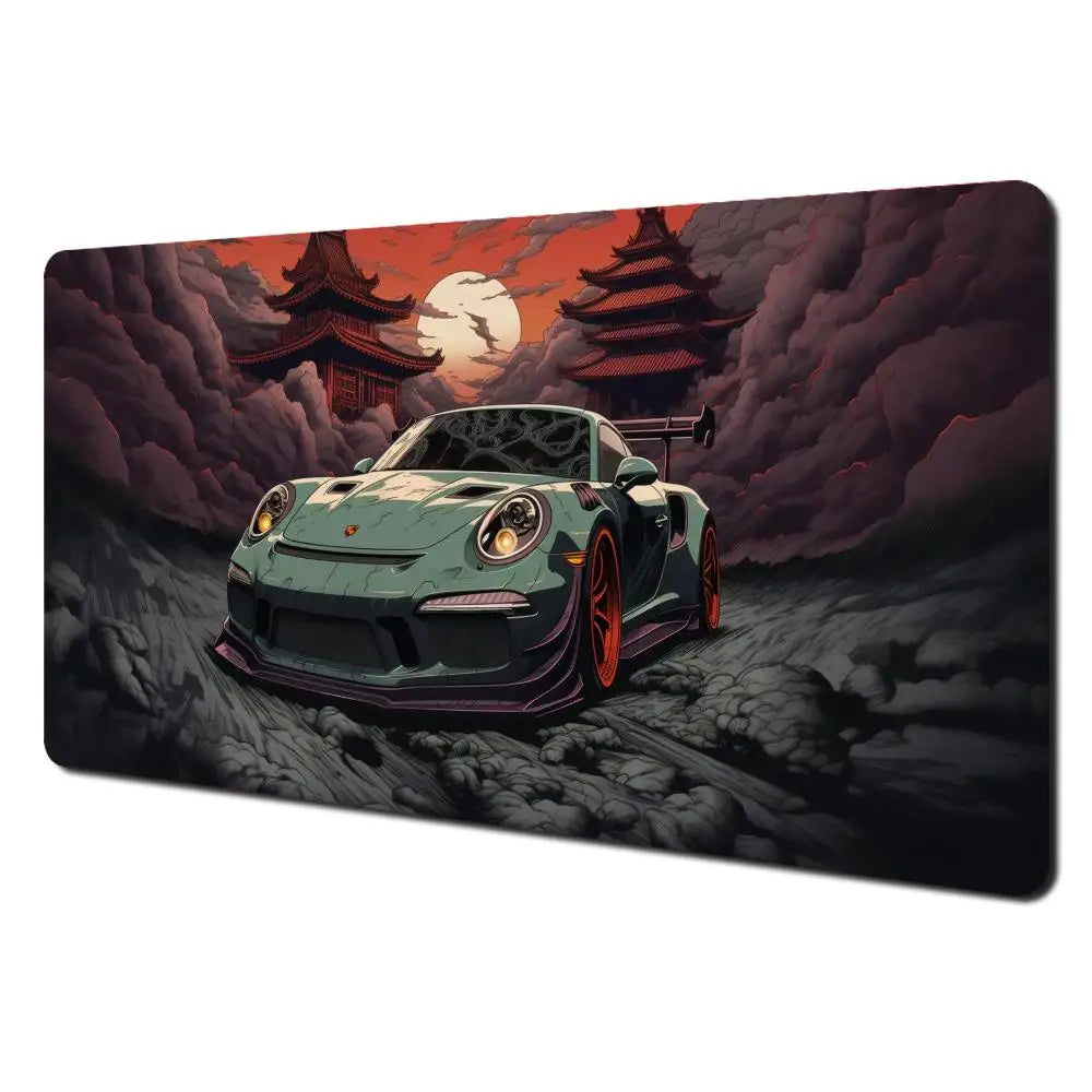 Ukiyo-e style sports cars and fantastical landscape large Mouse Pad Desk Mat pc accessories Gaming pad office rug Mouse carpet