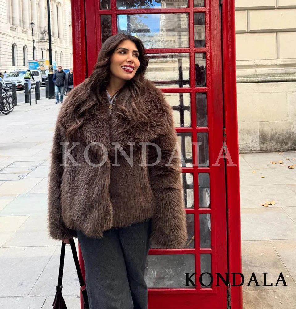 Giacca vintage in pelliccia da donna, cappotto caldo casual ampio per autunno/inverno, cappotto alla moda con revers in pelliccia sintetica, cappotto elegante da donna 2026.