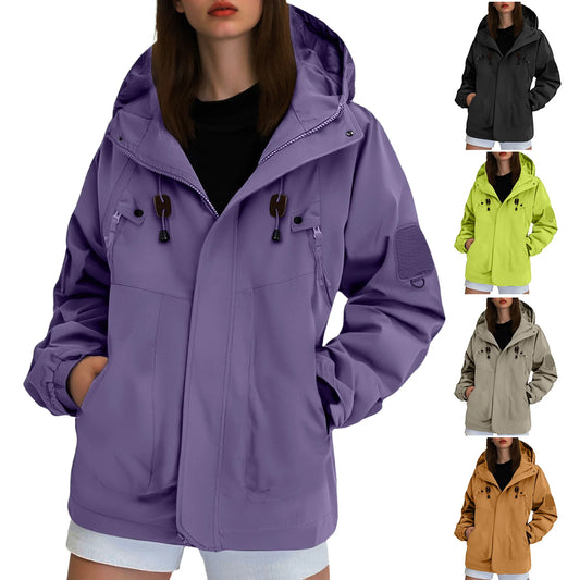 Giacca softshell impermeabile da donna, per escursionismo, campeggio, arrampicata, trekking, giacca con cappuccio, giacca a vento, casual, sportiva, impermeabile