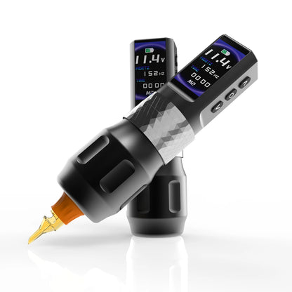 Macchinetta per tatuaggi wireless YILONG con motore coreless, batteria da 2000 mAh e display LCD, ideale per tatuatori professionisti.