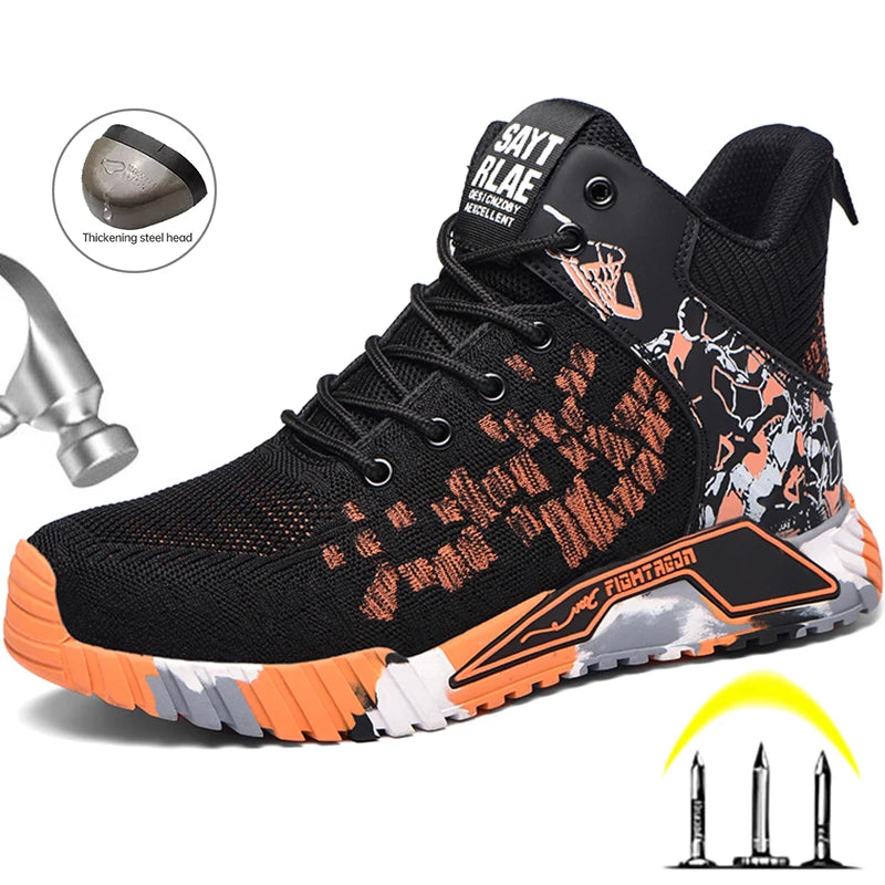 Moda 2024 Stivali da lavoro antinfortunistici da uomo Anti-schiacciamento Anti-perforazione Scarpe da lavoro alte antinfortunistiche Stivali da lavoro indistruttibili da uomo