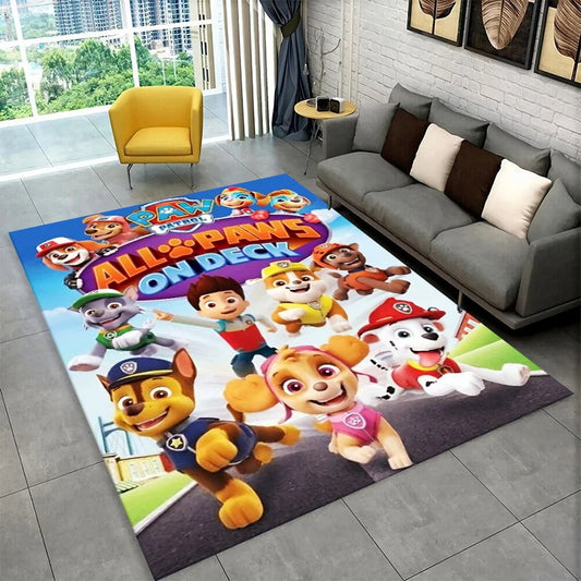 Tappeto con simpatico cane P-Patrol in stile cartone animato per sala giochi, camera da letto, soggiorno, divano, decorazione per la casa, tappeto antiscivolo per area giochi bambini.