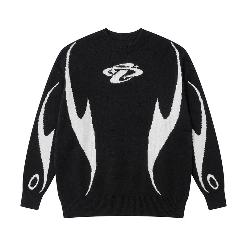 Nuovi maglioni autunno e inverno per uomo/donna nel commercio estero, lavorati a maglia con motivo Y2K Harajuku pullover, unisex ampio rotondo
