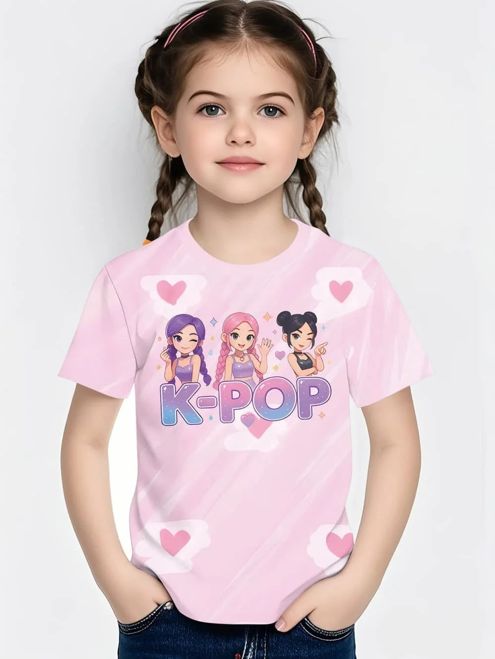 Magliette per bambini con stampa grafica di cartoni animati Kpop, regalo divertente per i fan, magliette Harajuku, top estivi a maniche corte, abbigliamento per bambini