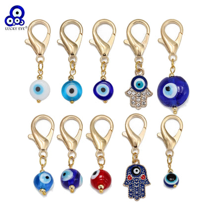 Set di 3 portachiavi Lucky Eye Turkish Evil Eye in lega, portachiavi rotondo Fatima, portachiavi per borsa e auto, pulsaras bijoux צמידים