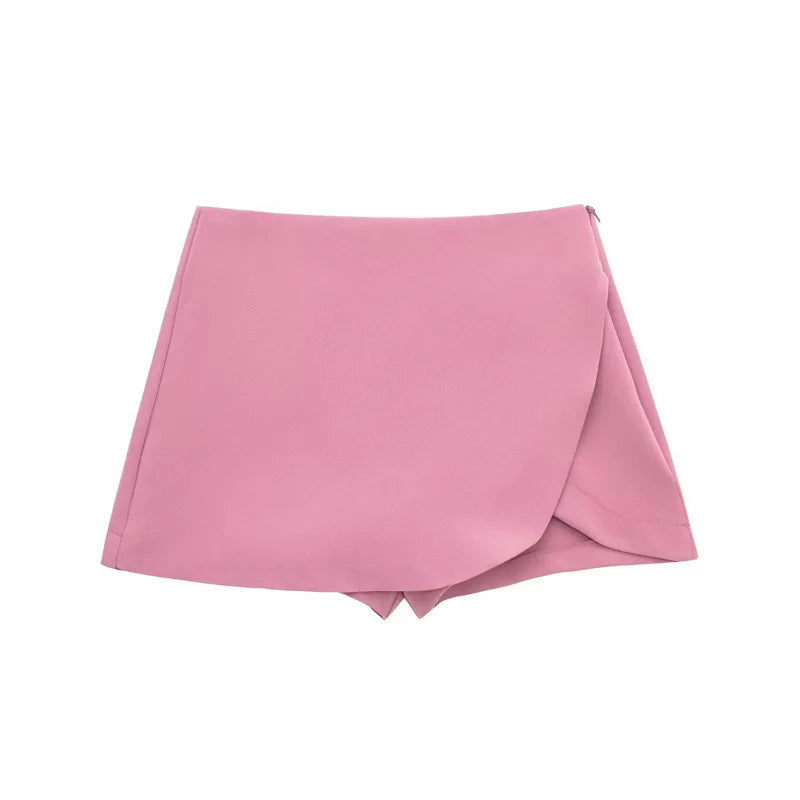 Black Mini Skirt Shorts Woman Fashion Asymmetric Skort For Women High Waist Short Skirts Woman Summer Casual Shorts