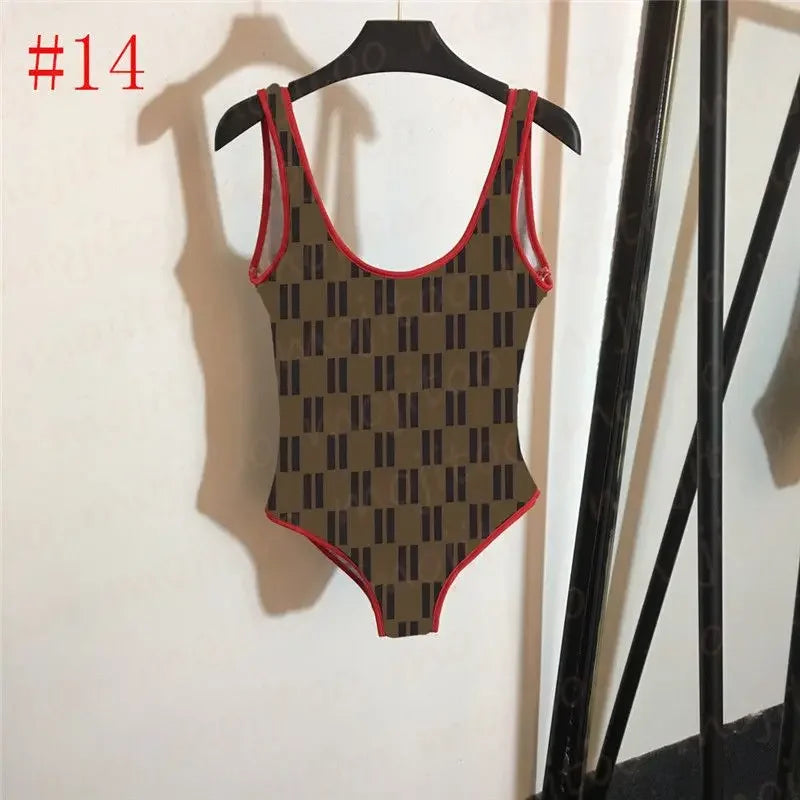 The 2025 high-waisted bikini letter print swimsuit is the latest V-neck swimsuit for women in summer