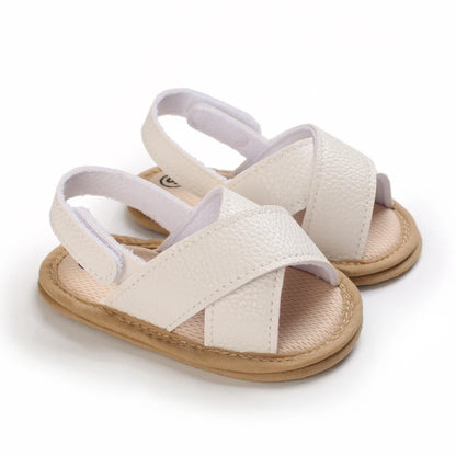 Sandali per bambina 0-12 mesi, primi passi estivi, bianchi, classici, con suola morbida, casual e alla moda.