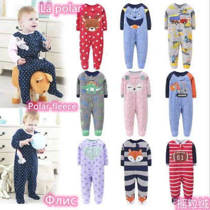 Tute in pile per bambini e bambine, con piedini, pagliaccetti, pigiami caldi per primavera, autunno e inverno.