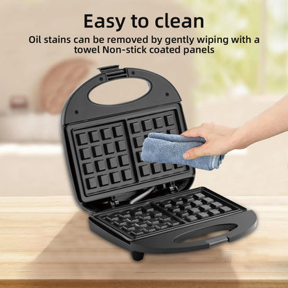 Piastra per waffle con piastre antiaderenti, alloggiamento Cool Touch, indicatori di accensione e spegnimento, macchina per la colazione, avvolgicavo, 750 W.