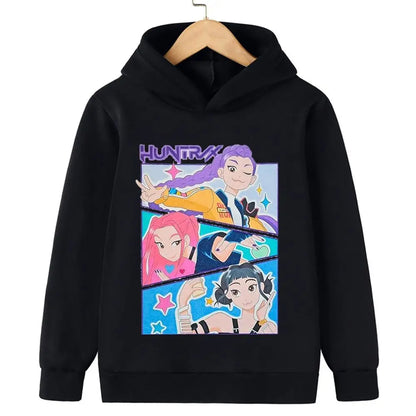 Felpa con cappuccio Kpop cacciatore di streghe per bambini, ragazze, ragazzi, primavera-autunno, giacca dojo originale street, autunno-inverno