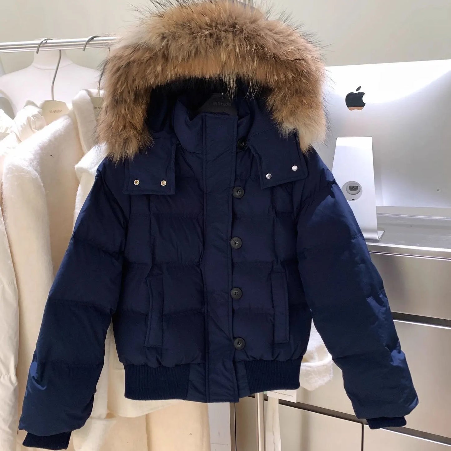 Fashion Women's Loose Short Down Cotton Jacket with Detachable Hat Fur Collar Parkas Winter Warm Thicken Snow Outerwear