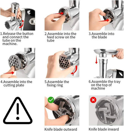 Electric Meat Grinder Multi-functional Household Meat Mincer Sausage Grinder Stainless Steel Food Processor Sausage Stuffer