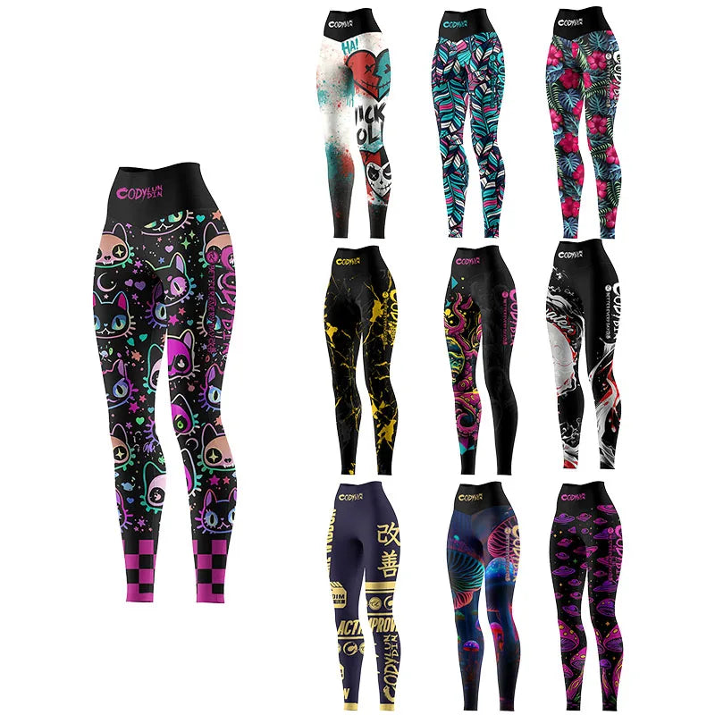 Cody Lundin Custom logo Full Compression Printed Sports Gym Pants Women's  Breathable Quick Dry MMA Grappling Jiu jitsu leggings