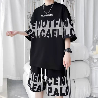 Completo estivo da uomo taglie S-6XL, nuovo set di tendenza a due pezzi, maglietta e pantaloncini in stile coreano, abbigliamento firmato da uomo.