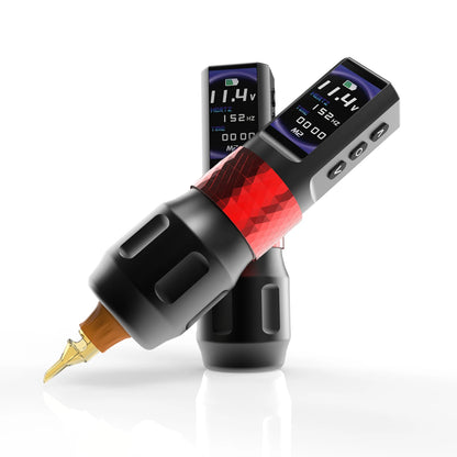 Macchinetta per tatuaggi wireless YILONG con motore coreless, batteria da 2000 mAh e display LCD, ideale per tatuatori professionisti.