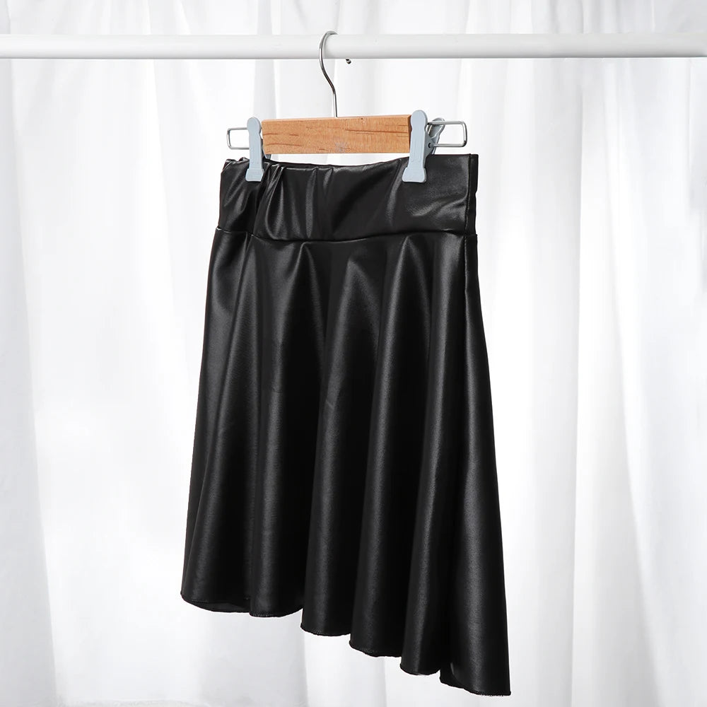 Hot Fashion Skater Multipurpose Elastic Faux Leather Skirts Short Skirt Mini High Waist