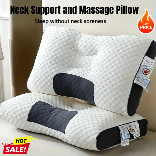 Cuscino massaggiante ergonomico SPA a nido d'ape, 3D, in cotone lavorato a maglia bicolore, supporto cervicale anti-collasso per uso domestico