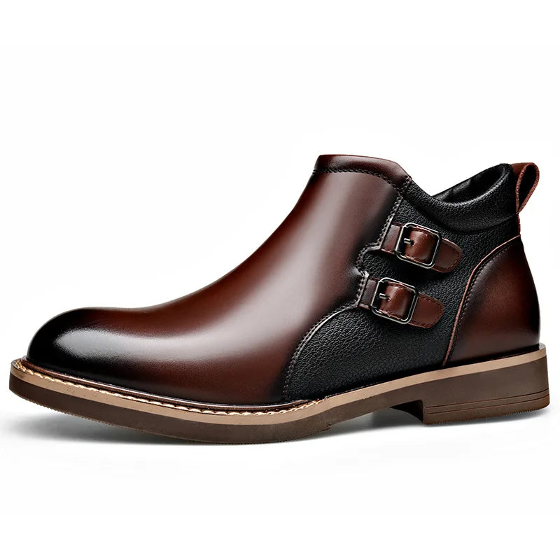 Nuovi stivaletti da uomo in pelle di vacchetta, modello autunno/inverno, alla moda, casual, con fibbia, eleganti, stivali Chelsea britannici da uomo.