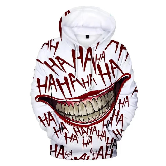 Felpa con cappuccio Haha joker con stampa 3D, uomo/donna, stile hip hop, divertente, autunnale, streetwear, sottile, oversize, per coppie.