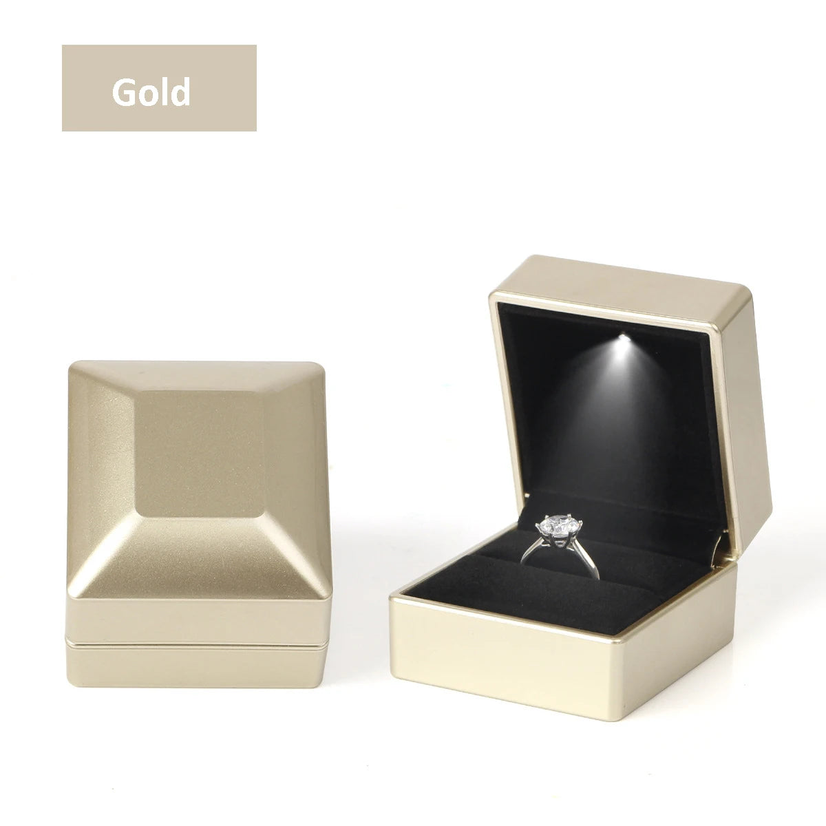 Scatola portagioie a LED con anello, porta orecchini di lusso con corona, ciondoli, espositore per proposta di matrimonio, scatola regalo, organizer per gioielli.