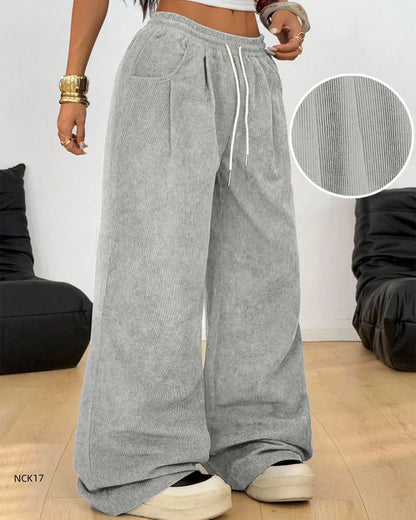 Pantaloni da jogging da donna a vita alta, casual, larghi, stile streetwear classico, sportivi, da ballo, stile Y2K, con gamba larga e coulisse.
