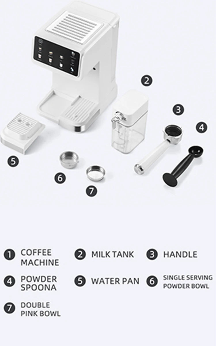 Macchina per caffè espresso italiana per uso domestico, ad alta pressione, automatica, con schiuma di latte, schermo a colori intelligente, macchina per caffè integrata