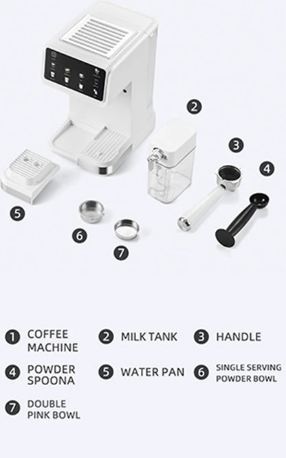 Macchina per caffè espresso italiana per uso domestico, ad alta pressione, automatica, con schiuma di latte, schermo a colori intelligente, macchina per caffè integrata