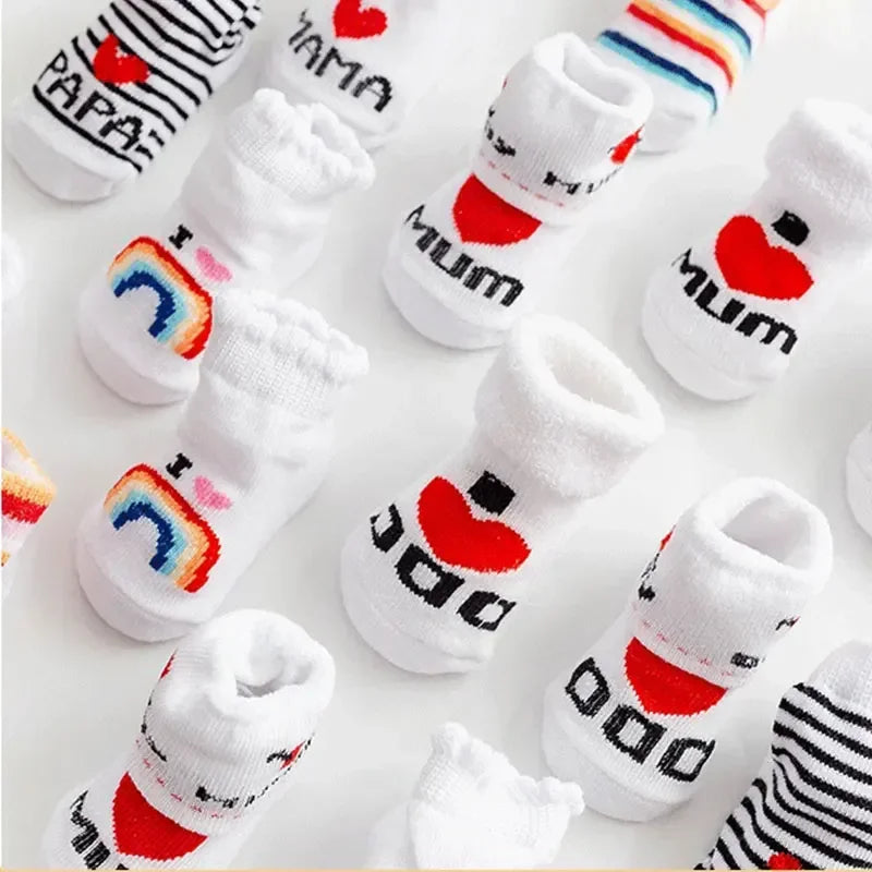 Calzini primaverili ed estivi in cotone morbido e caldo per neonati e bambini, con stampa di lettere, accessori per abbigliamento infantile.