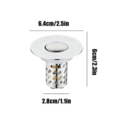 Sink Strainer Rebound Drain Plug Filter Metal Basin Pop-up Sink Filter With Hair Catcher Bathroom Sink Drain Stopper Strainer