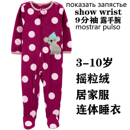 Tute in pile per bambini e bambine, con piedini, pagliaccetti, pigiami caldi per primavera, autunno e inverno.