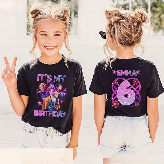 T-shirt per bambini in puro cotone con stampa fronte-retro a tema K-Pop "Demon Hunters" di HUNTRX, un vero successo di vendite.