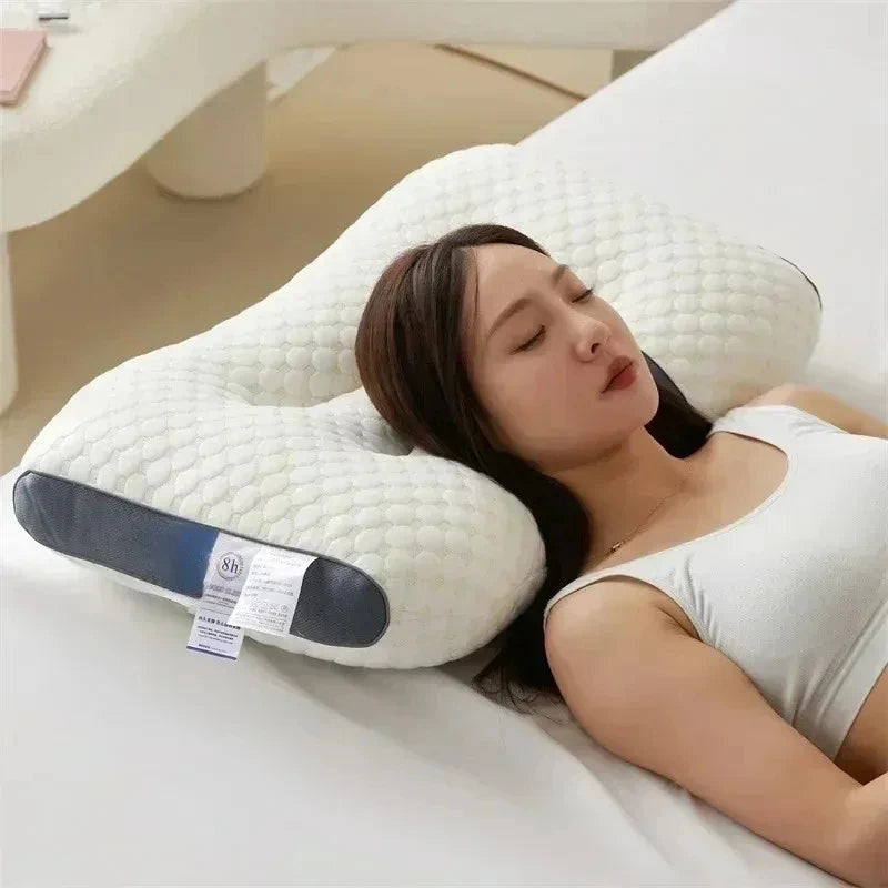Ergonomic SPA Honeycomb Massage Pillow 3D Two-Tone Knitted Cotton Neck Support No Collapse Cervical Pillow for Home