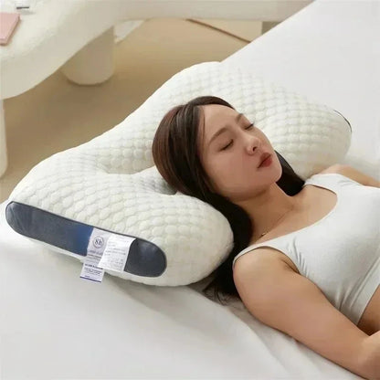 Cuscino massaggiante ergonomico SPA a nido d'ape, 3D, in cotone lavorato a maglia bicolore, supporto cervicale anti-collasso per uso domestico