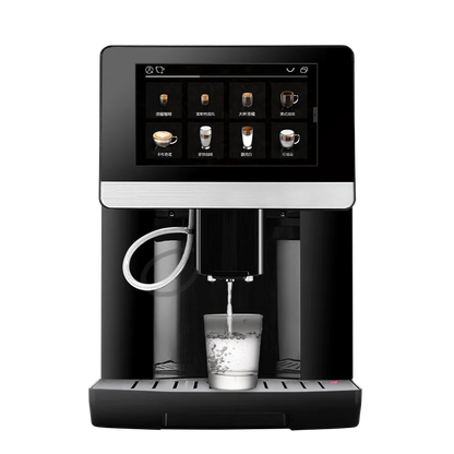 One Touch Bean To Cup 7 Inch 9 Language Automatic Espresso Coffee Maker Cappuccino Latte Hot Water Milk Coffee Built in Grinder