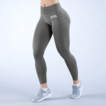 Leggings alla moda da donna, senza cuciture, per yoga, palestra, pantaloni sportivi, con fascia a coste basse, elasticizzati, aderenti
