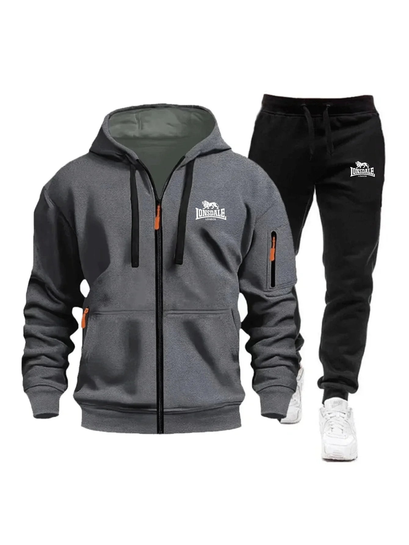 2026 New Brand Men's Winter American-Style Heavy Fleece Zip-Up Hoodie Warm Casual Sports Loose Workwear Trendy Set